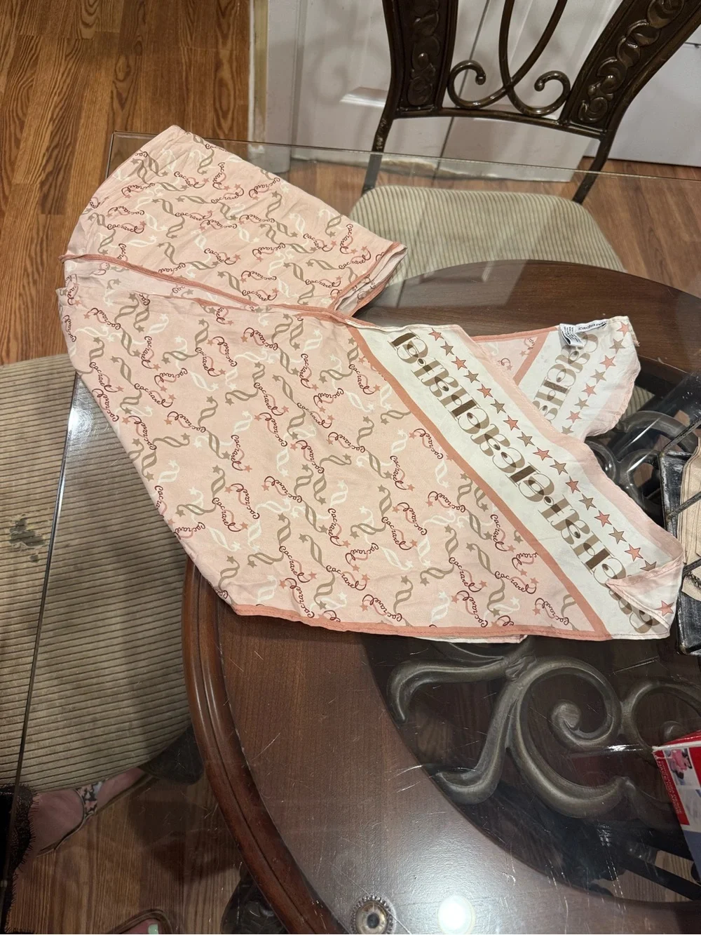 Cacharel- vintage Pink Patterned Scarf - Home Accents
